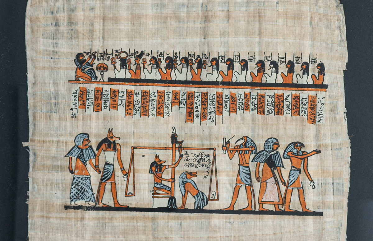 Ancient Egyptian artwork on a papyrus
